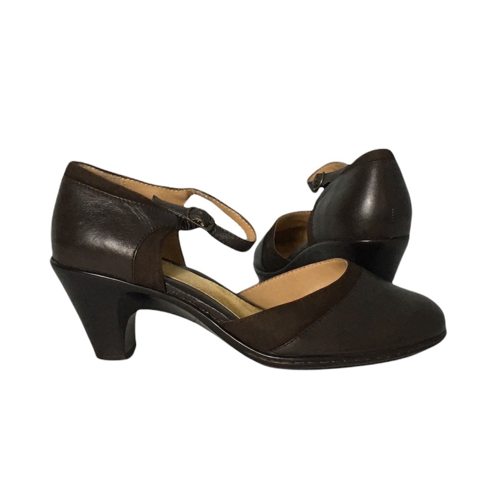 Softspots Brown Mary Jane Clog Heels Wide
